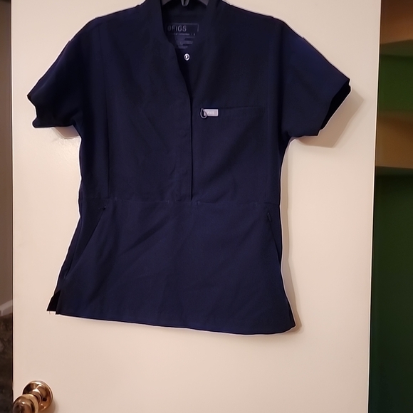 Figs Tops - FIGS HENLEY Snap Top Navy Blue Women's  Scrub Top